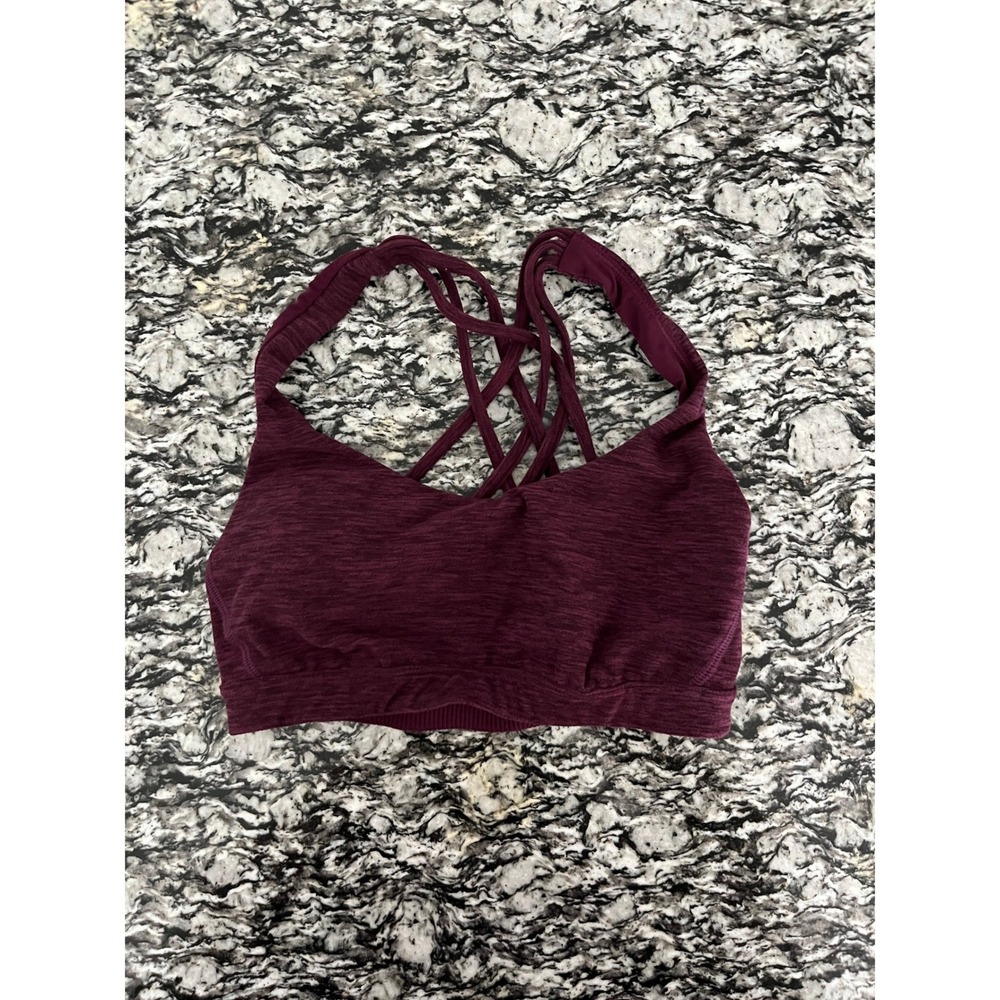Victoria Sport Strappy Back Sports Bra Burgundy Heathered V-Neck Small